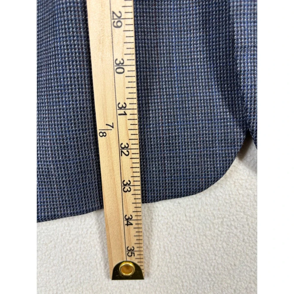 Lauren Ralph Lauren‎ Mens Blue Wool Micro Check Blazer Sport Coat 44L